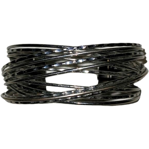 Charcoal Wire Cuff Bracelet 1" thick Fashion jewelry - Picture 5 of 7